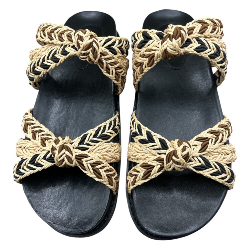 Schutz Trassie Sporty Raffia Knotted Slide Sandals - Size 9.5 B (NEW IN BOX)